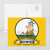 WORLDS GREATEST LAWN MOWER MANNEN CARTOON BRIEFKAART (Voorkant / Achterkant)