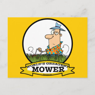 WORLDS GREATEST LAWN MOWER MANNEN CARTOON BRIEFKAART