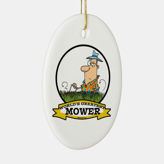 WORLDS GREATEST LAWN MOWER MANNEN CARTOON KERAMISCH ORNAMENT (Rechts)