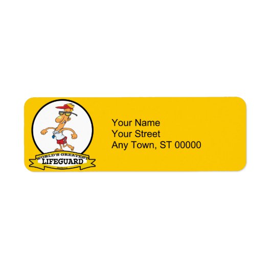 WORLDS GREATEST LIFEGUARD MANNEN CARTOON ETIKET (Voorkant)