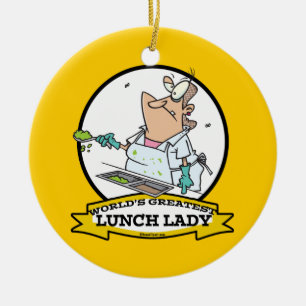 WORLDS GREATEST LUNCH LADY CARTOON KERAMISCH ORNAMENT