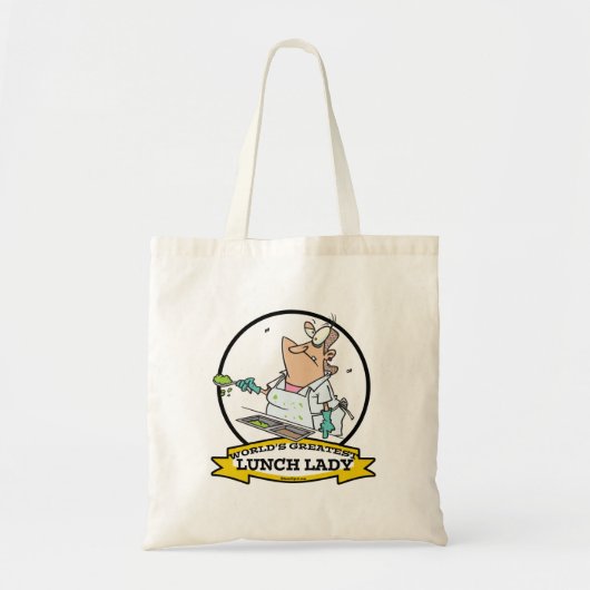WORLDS GREATEST LUNCH LADY CARTOON TOTE BAG (Voorkant)