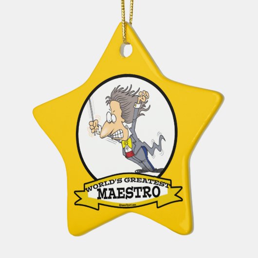 WORLDS GREATEST MAESTRO MANNEN CARTOON KERAMISCH ORNAMENT (Links)