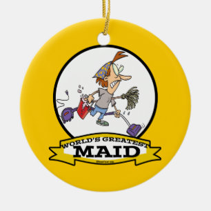 WORLDS GREATEST MAID VROUWEN CARTOON KERAMISCH ORNAMENT