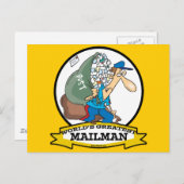 WORLDS GREATEST MAILMAN MANNEN CARTOON BRIEFKAART (Voorkant / Achterkant)