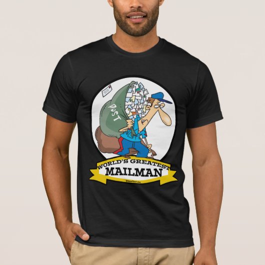 WORLDS GREATEST MAILMAN MANNEN CARTOON T-SHIRT (Voorkant)