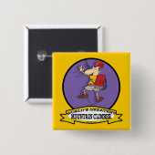 WORLDS GREATEST MOUNTAIN CLIMBER CARTOON VIERKANTE BUTTON 5,1 CM (Voorkant /achterkant)