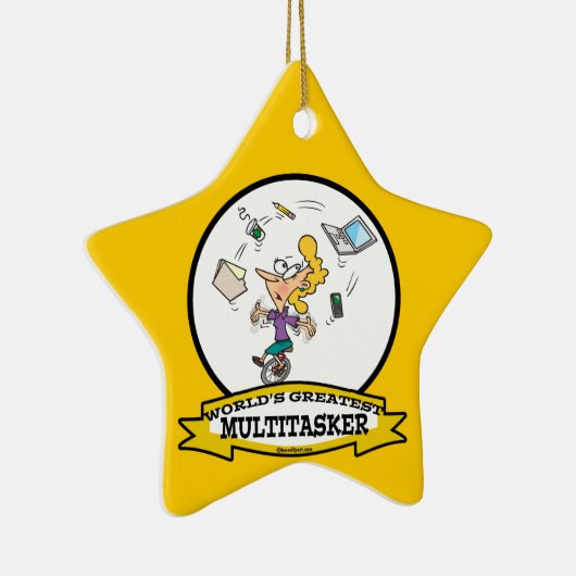 WORLDS GREATEST MULTI-TASKER VROUWEN CARTOON KERAMISCH ORNAMENT (Rechts)