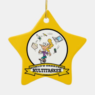 WORLDS GREATEST MULTI-TASKER VROUWEN CARTOON KERAMISCH ORNAMENT