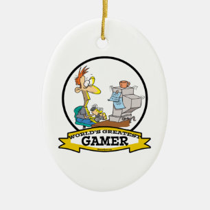 WORLDS GREATEST PC GAMER TEEN CARTOON KERAMISCH ORNAMENT