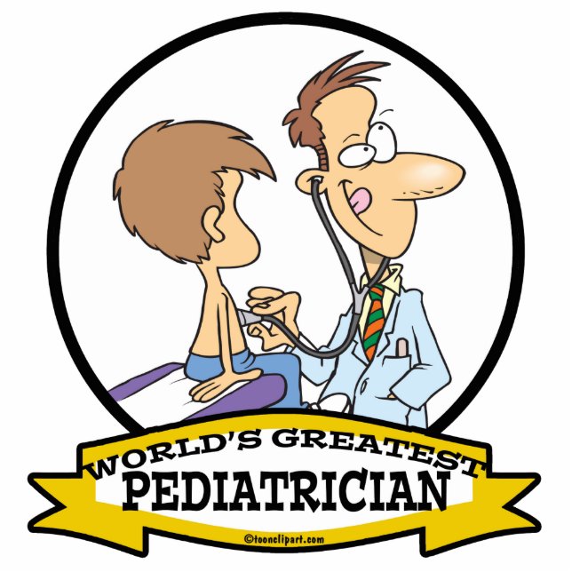 WORLDS GREATEST PEDIATRICIAN MAN CARTOON STAAND FOTOBEELDJE  (Voorkant)
