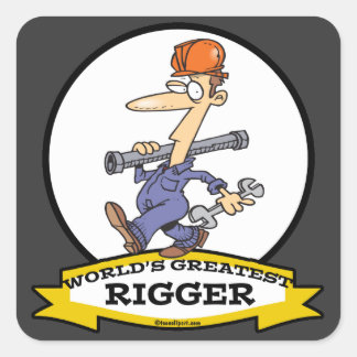 WORLDS GREATEST RIGGER MANNEN CARTOON VIERKANTE STICKER