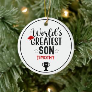 World's Greatest Son Trophy Naam Keramisch Ornament
