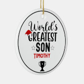 World's Greatest Son Trophy Naam Keramisch Ornament (Rechts)