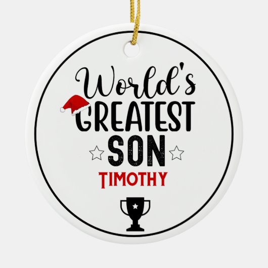 World's Greatest Son Trophy Naam Keramisch Ornament (Voorkant)