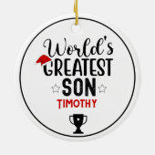 World's Greatest Son Trophy Naam Keramisch Ornament (Achterkant)