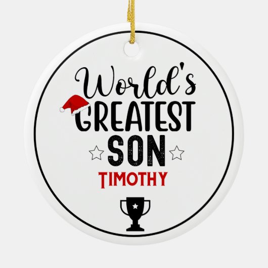World's Greatest Son Trophy Naam Keramisch Ornament (Achterkant)