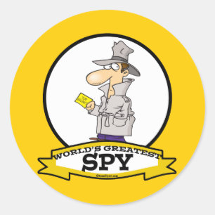WORLDS GREATEST SPY MANNEN CARTOON RONDE STICKER