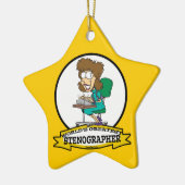 WORLDS GREATEST STENOGRAPHER VROUWEN CARTOON KERAMISCH ORNAMENT (Links)
