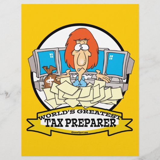 WORLDS GREATEST TAX PREPARER CARTOON FLYER (Voorkant)