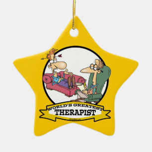 WORLDS GREATEST THERAPIST MANNEN CARTOON KERAMISCH ORNAMENT