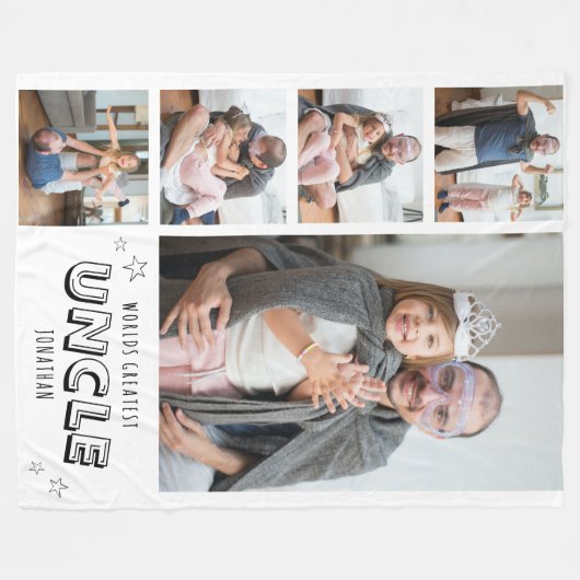 Worlds Greatest Uncle Trendy Photo Strip Fleece Deken (Voorkant (Horizontaal))