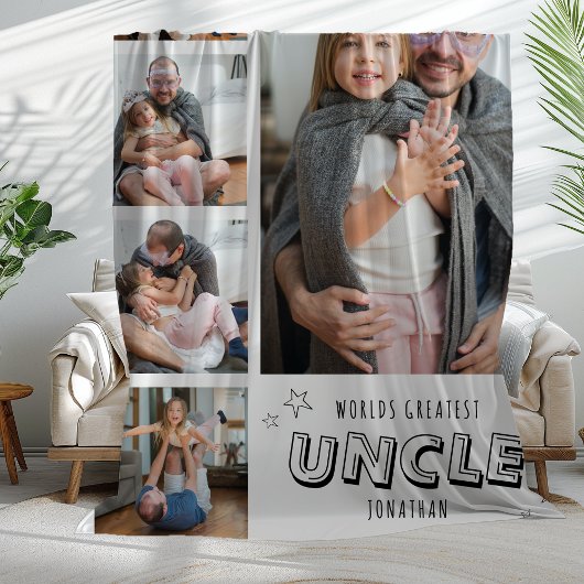 Worlds Greatest Uncle Trendy Photo Strip Fleece Deken