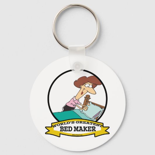 WORLDS GROATEST BED MAKER VROUWEN CARTOON SLEUTELHANGER (Voorkant)
