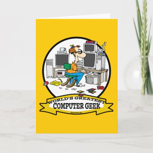 WORLDS GROATEST COMPUTER GEEK MANNEN CARTOON KAART (Voorkant)