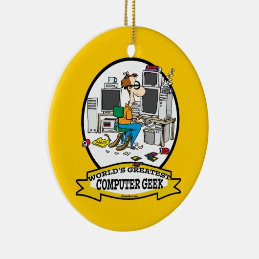 WORLDS GROATEST COMPUTER GEEK MANNEN CARTOON KERAMISCH ORNAMENT (Rechts)