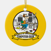 WORLDS GROATEST COMPUTER GEEK MANNEN CARTOON KERAMISCH ORNAMENT (Voorkant)