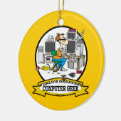 WORLDS GROATEST COMPUTER GEEK MANNEN CARTOON KERAMISCH ORNAMENT (Links)