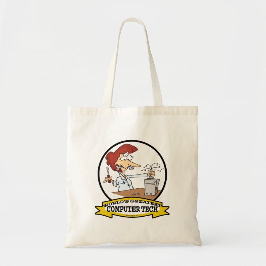 WORLDS GROATEST COMPUTER TECH VROUWEN CARTOON TOTE BAG (Voorkant)