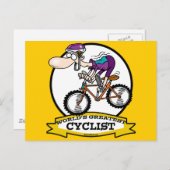 WORLDS GROATEST CYCLIST MANNEN CARTOON BRIEFKAART (Voorkant / Achterkant)