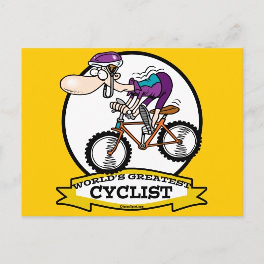 WORLDS GROATEST CYCLIST MANNEN CARTOON BRIEFKAART (Voorkant)