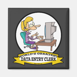 WORLDS GROATEST DATA INTRY CLERK VROUWEN CARTOON MAGNEET