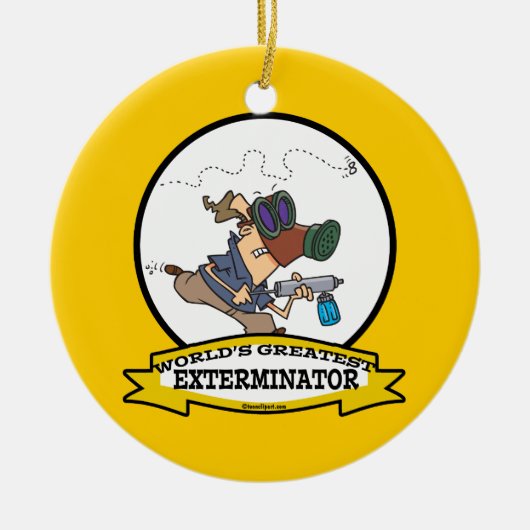WORLDS GROATEST EXTERMINATOR MANNEN CARTOON KERAMISCH ORNAMENT (Voorkant)