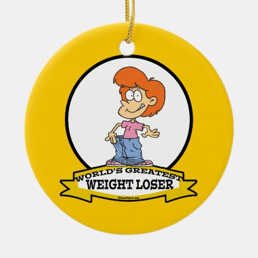 WORLDS GROATEST GEWICHT LAGERE VROUW CARTOON KERAMISCH ORNAMENT (Voorkant)
