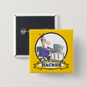 WORLDS GROATEST HACKER CARTOON VIERKANTE BUTTON 5,1 CM (Voorkant /achterkant)