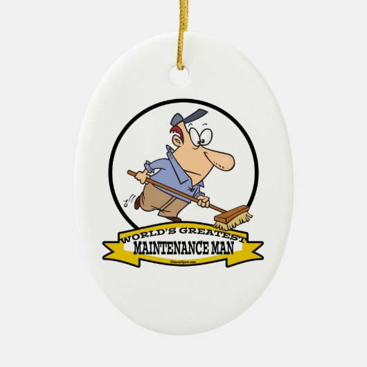 WORLDS GROATEST ONDERHOUD MAN CARTOON KERAMISCH ORNAMENT (Voorkant)
