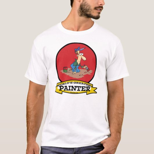 WORLDS GROATEST PAINTER MANNEN CARTOON T-SHIRT (Voorkant)