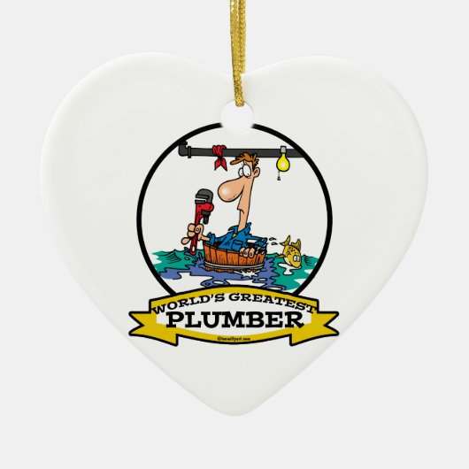 WORLDS GROATEST PLUMBER IV MANNEN CARTOON KERAMISCH ORNAMENT (Voorkant)