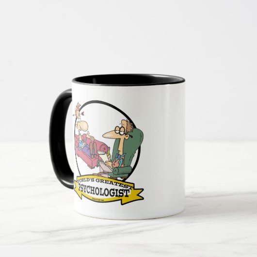 WORLDS GROATEST PSYCHOLOGIST MANNEN CARTOON MOK (Voorkant links)
