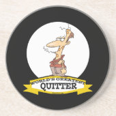 WORLDS GROATEST QUITTER SMOKER CARTOON ZANDSTEEN ONDERZETTER (Voorkant)