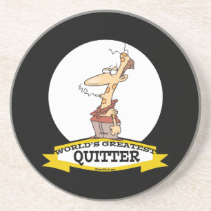 WORLDS GROATEST QUITTER SMOKER CARTOON ZANDSTEEN ONDERZETTER