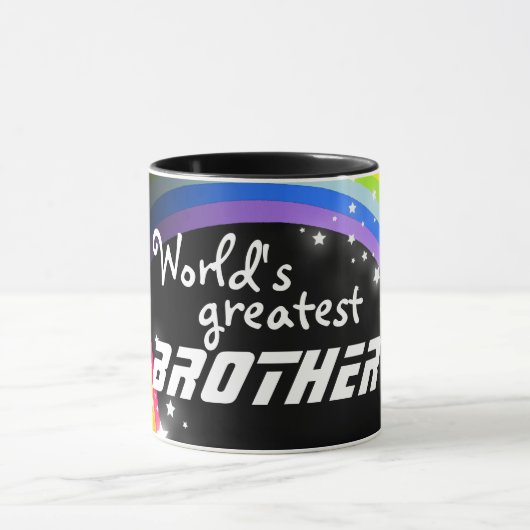 'World's most BROTHER'-regenboogzwarte mok (Midden)