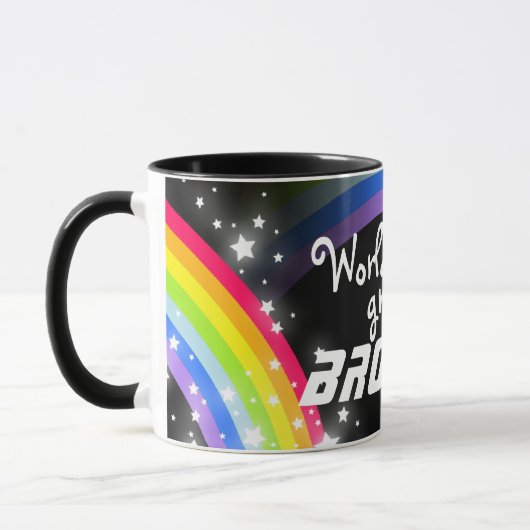 'World's most BROTHER'-regenboogzwarte mok (Links)