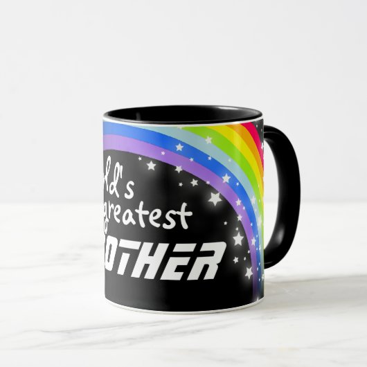 'World's most BROTHER'-regenboogzwarte mok (Voorkant rechts)