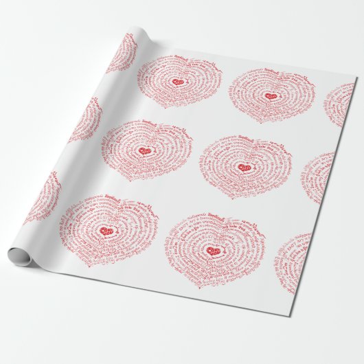 Worlds of Love Heart Wrapping Paper Cadeaupapier (Uitgerold)