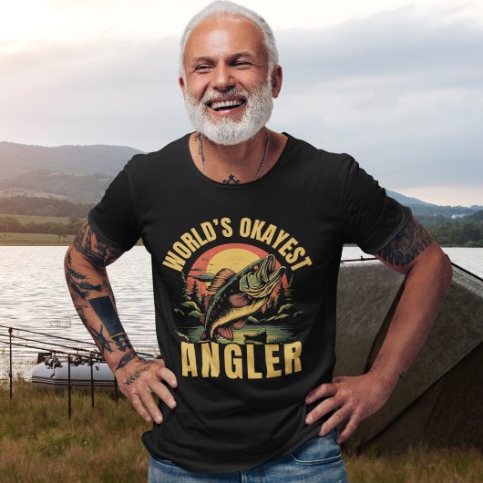 World's Okayest Angler - Funny Fishing Gift  T-shirt